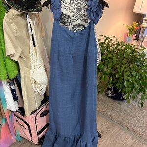 SHEIN - Blue Ruffled Strap Maxi Dress